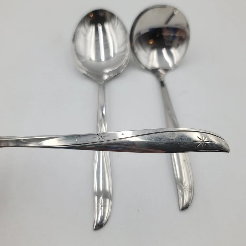 3pc Oneida Community Stainless Twin Star Serving Set Pierced Spoon Ladle MCM